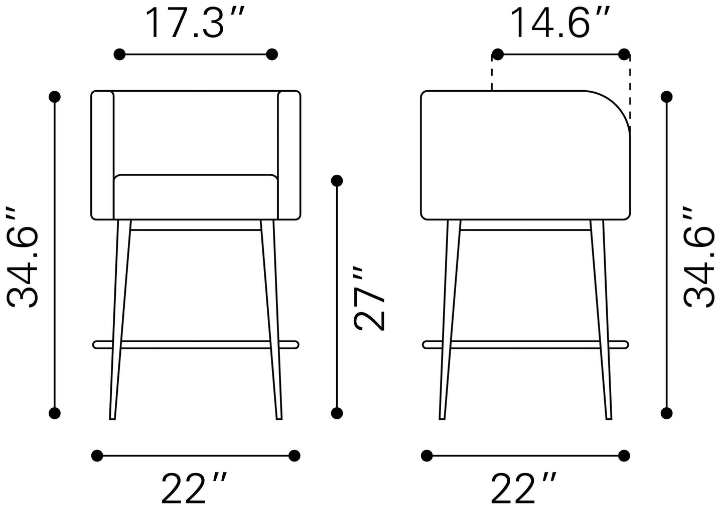 Horbat Counter Stool (Set of 2) Brown