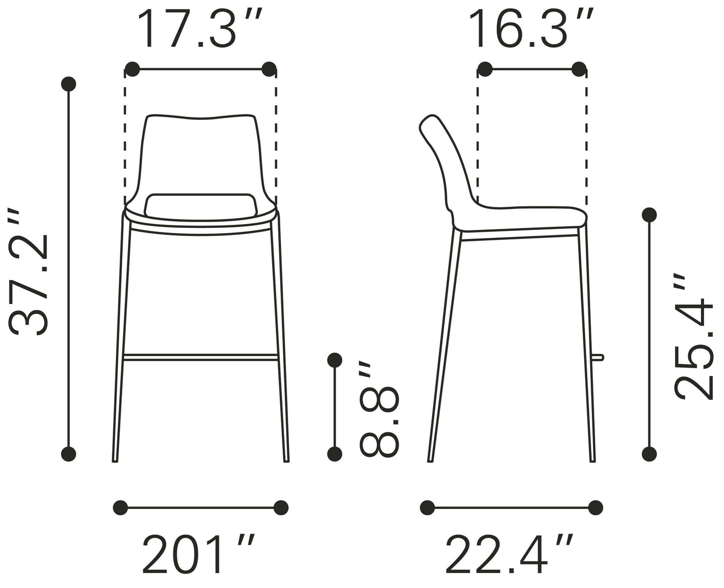 Ace Counter Stool (Set of 2) Brown & Walnut