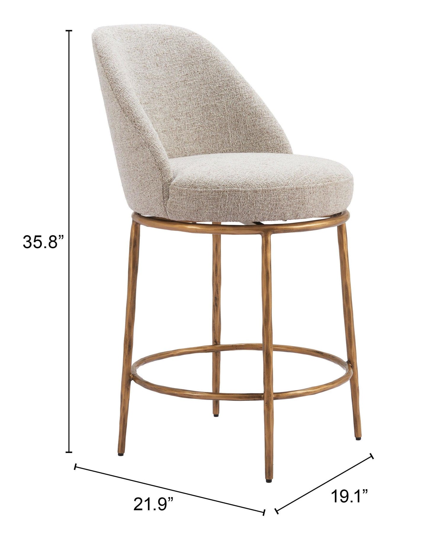 Nordhavn Swivel Counter Stool Beige & Gold