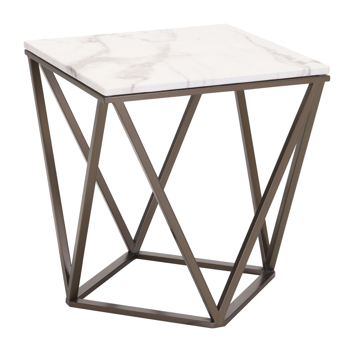 Tintern End Table White & Antique Bronze