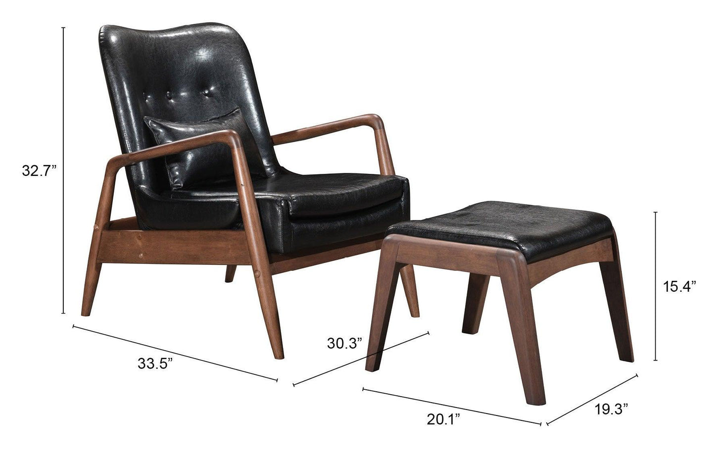 Bully Lounge Chair & Ottoman Black