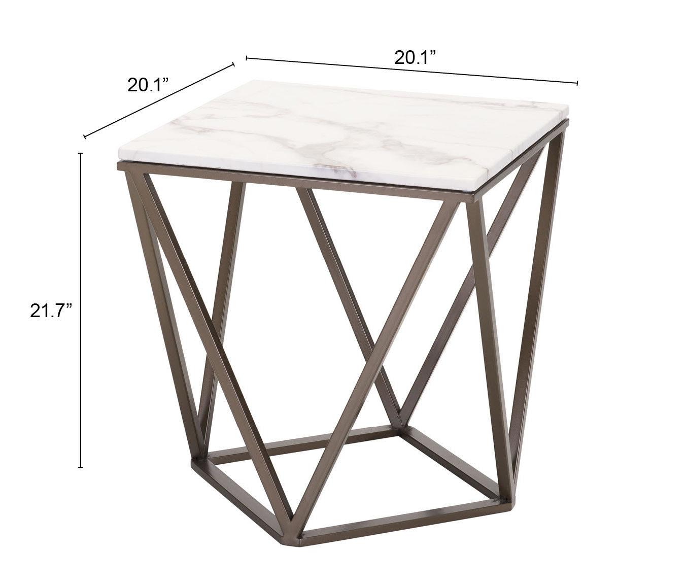 Tintern End Table White & Antique Bronze