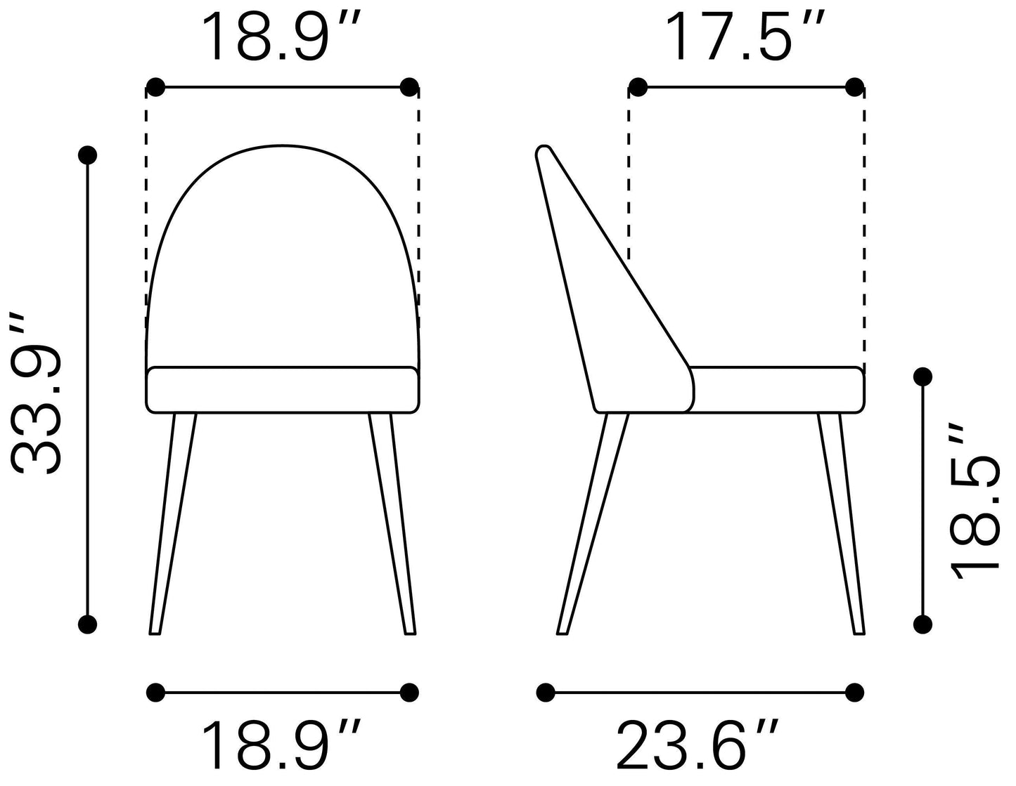 Silloth Armless Dining Chair (Set of 2) Brown