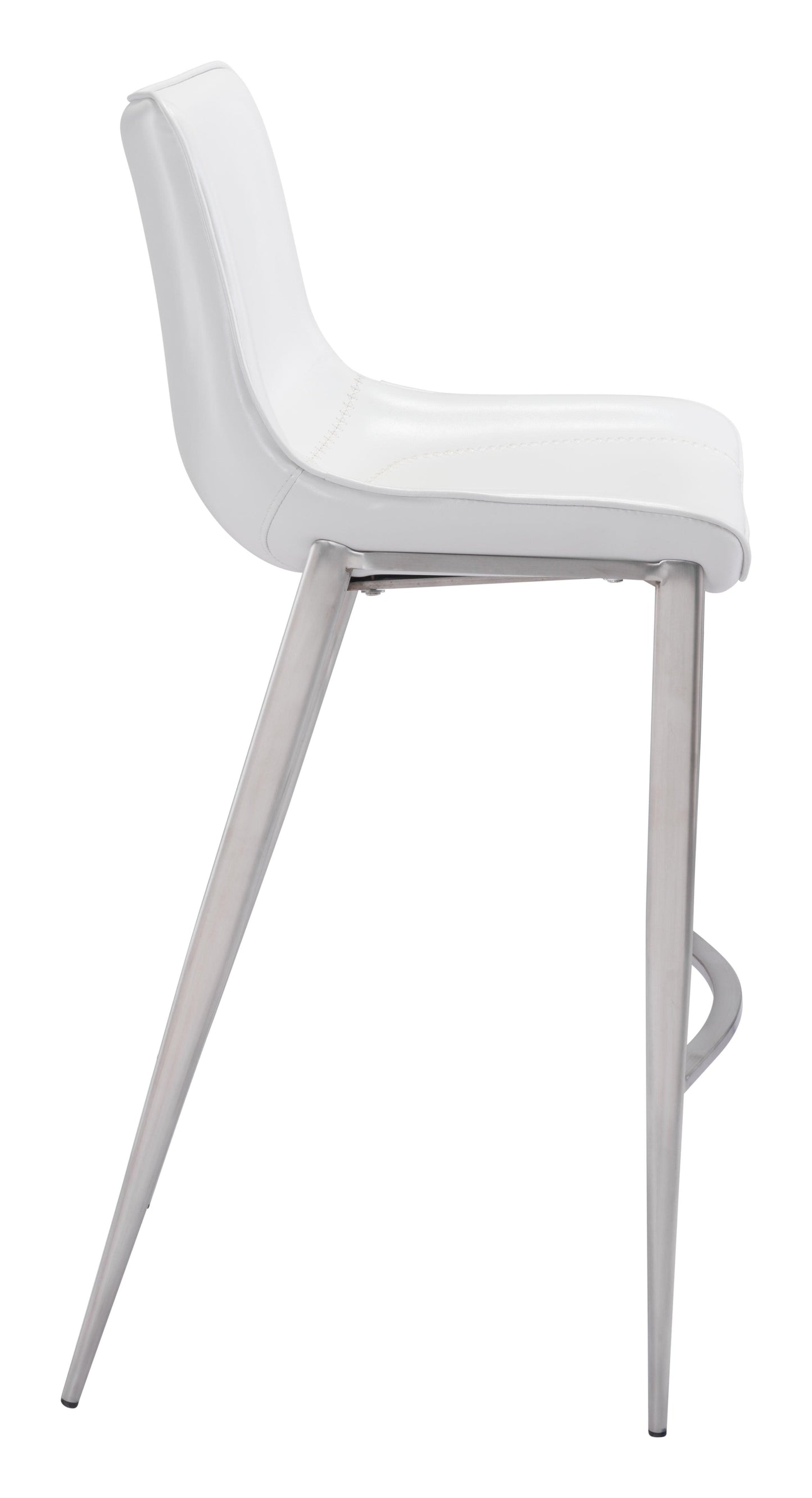 Magnus Barstool (Set of 2) White & Silver