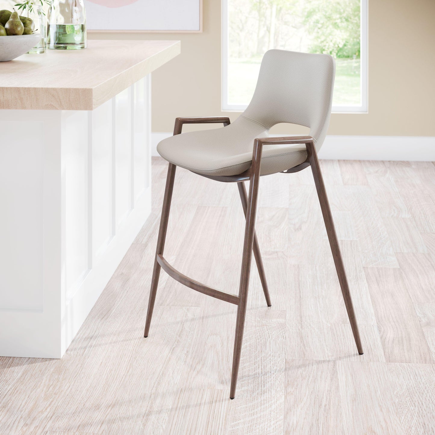 Desi Counter Stool (Set of 2) Beige & Walnut