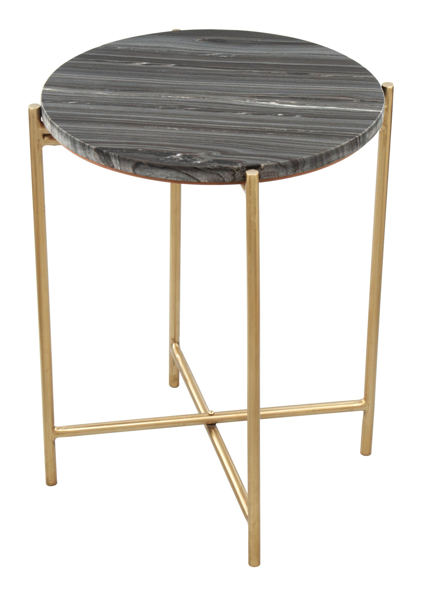 David Side Table Gray & Gold