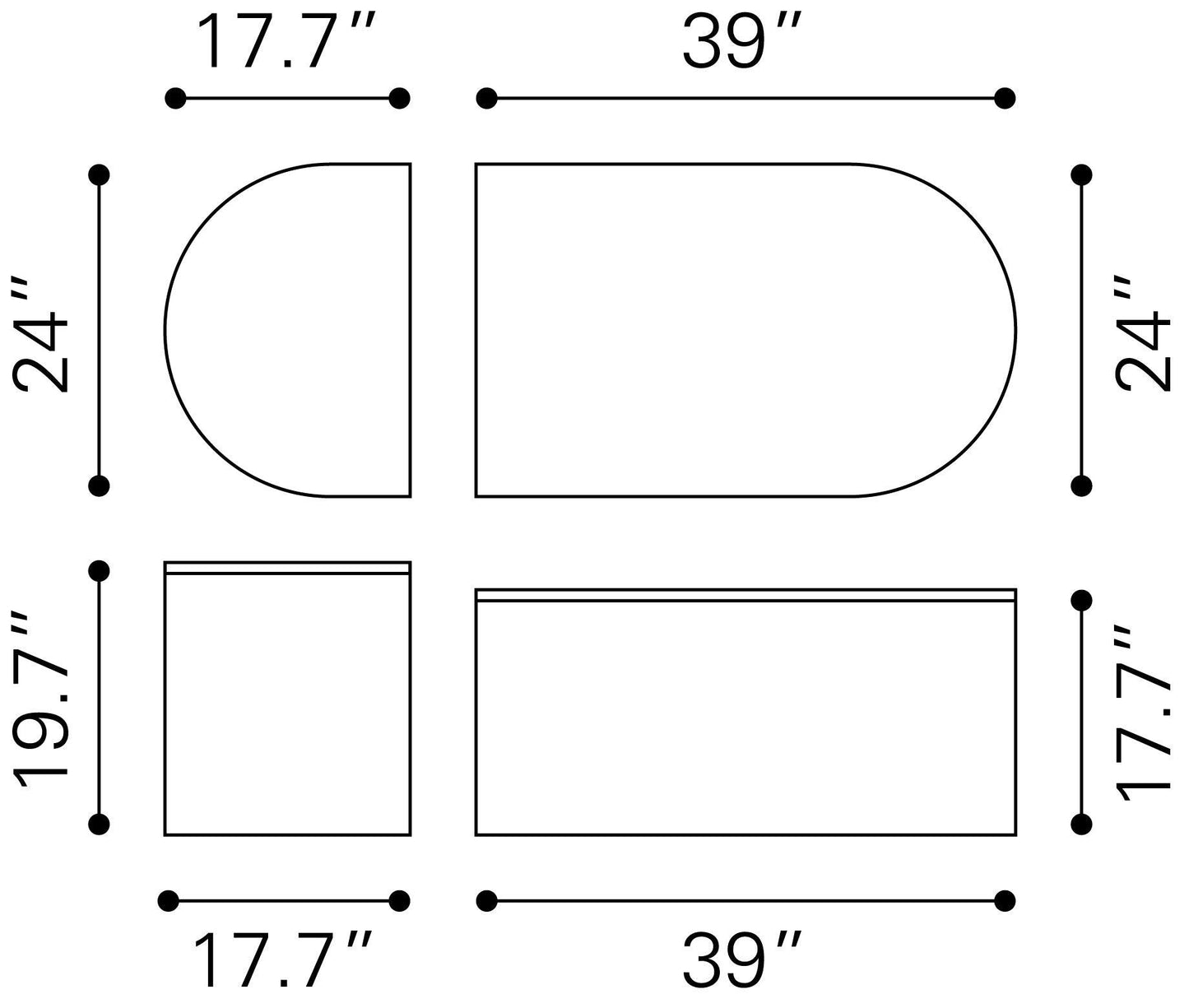 Ormara Coffee Table Set (2-Piece) White & Black