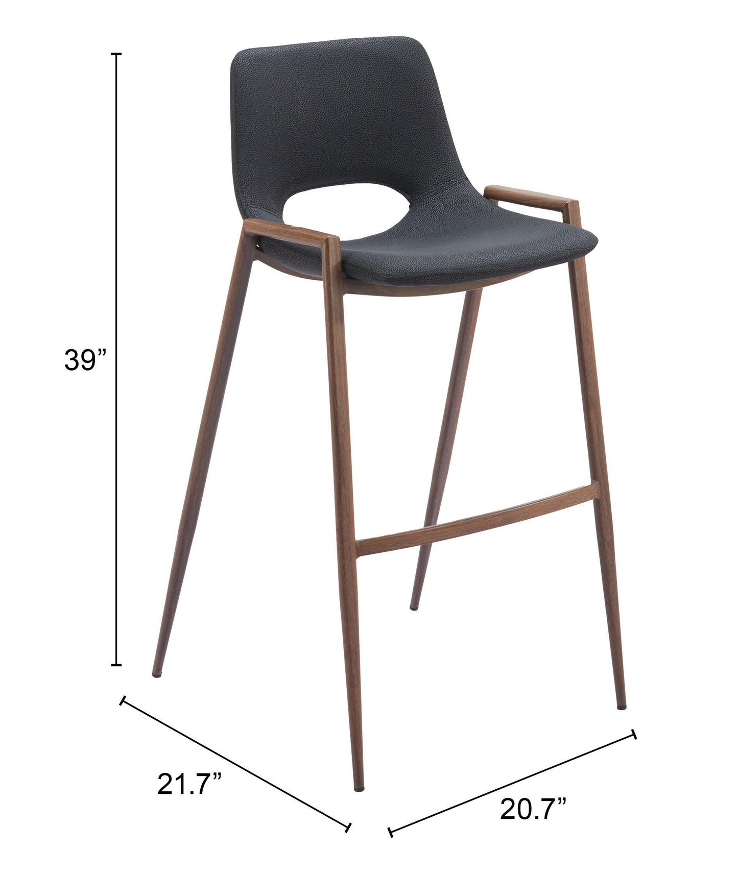 Desi Barstool (Set of 2) Black & Walnut