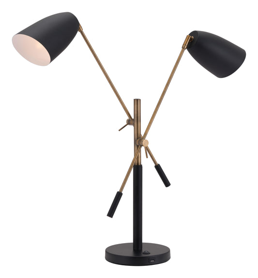 Tanner Table Lamp Black & Brass