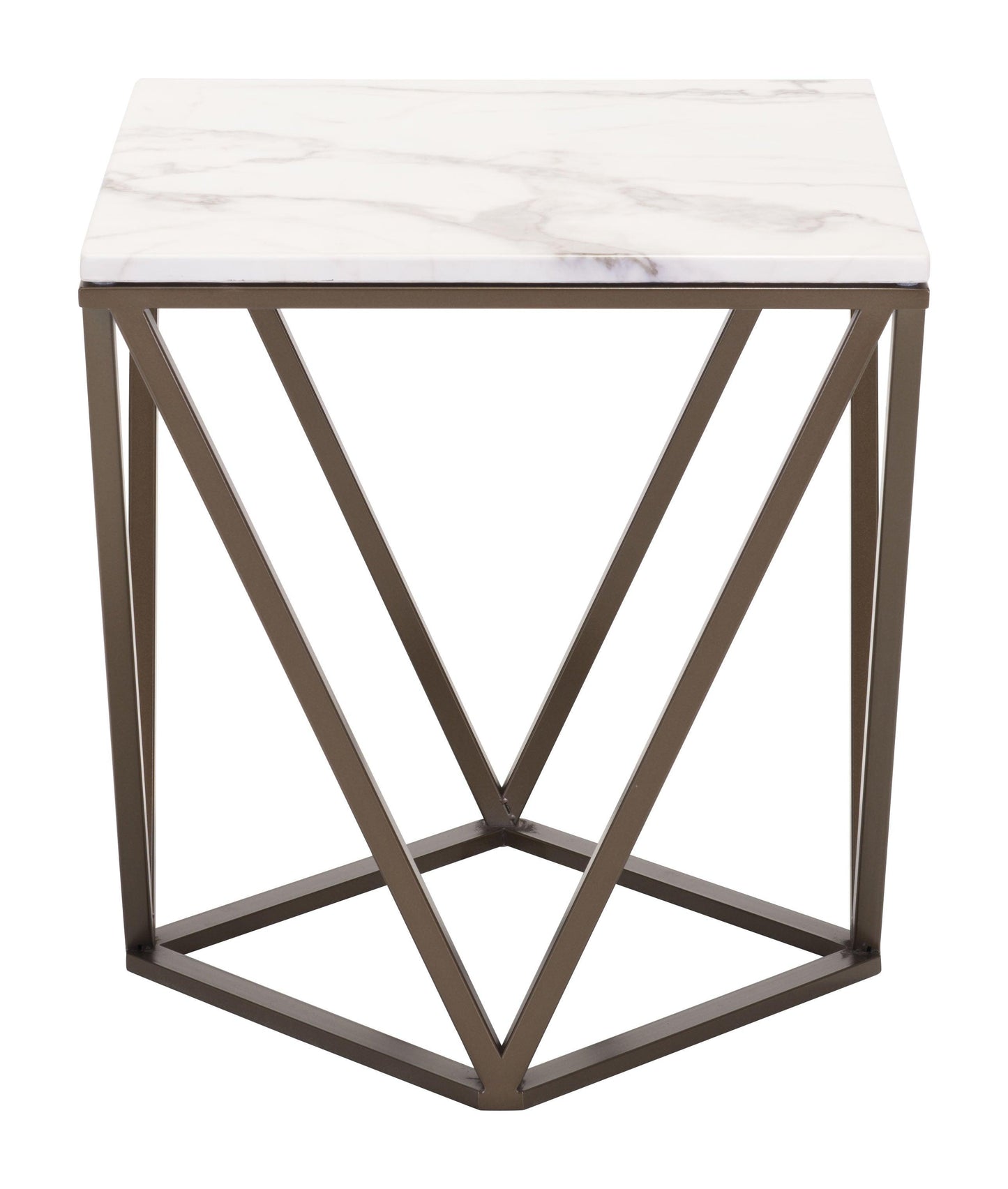 Tintern End Table White & Antique Bronze