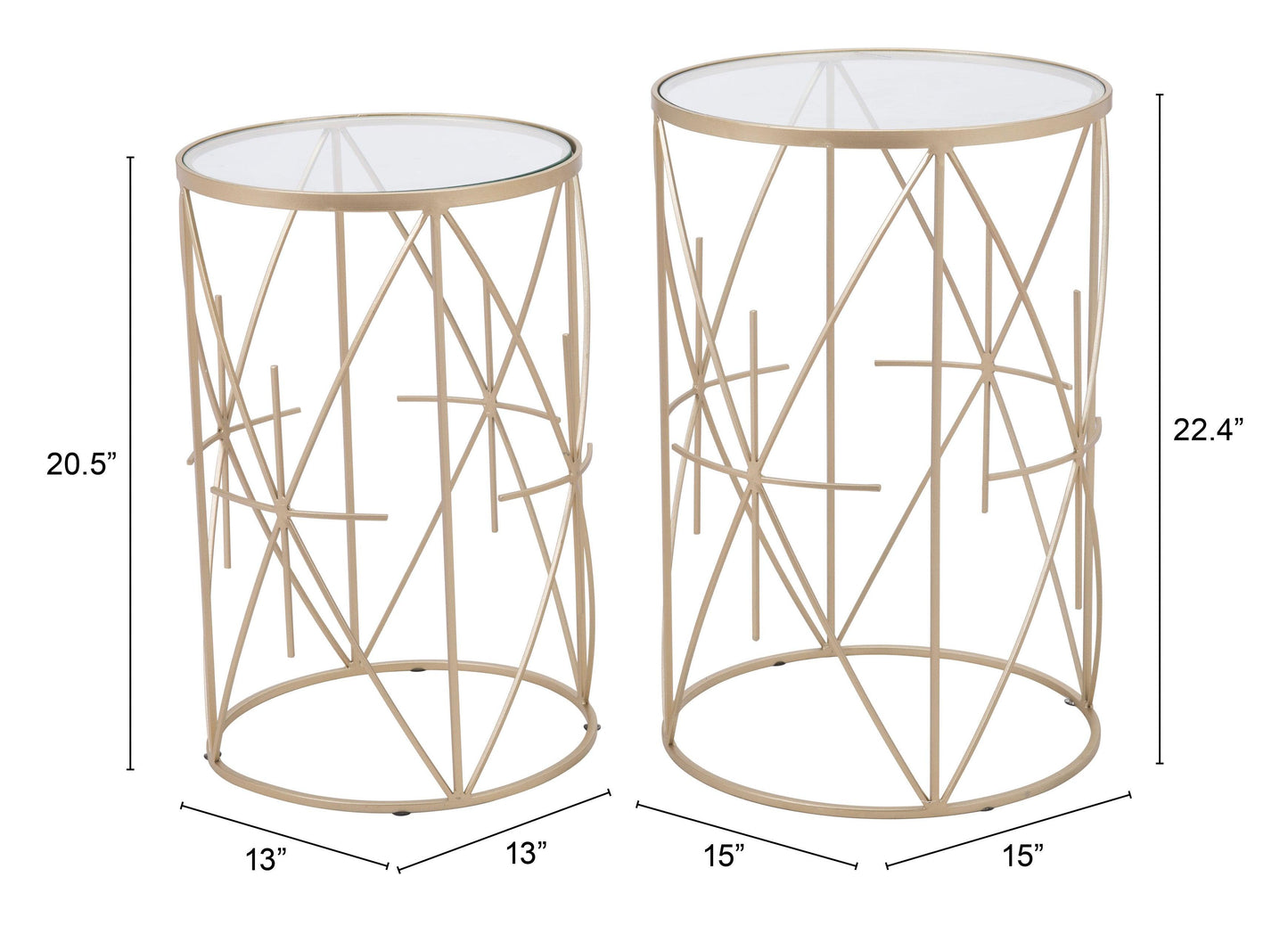 Hadrian Side Table Set (2-Piece) Gold