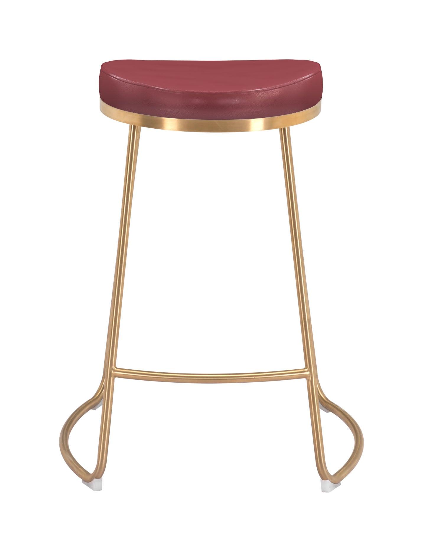 Bree Counter Stool (Set of 2) Burgundy & Gold