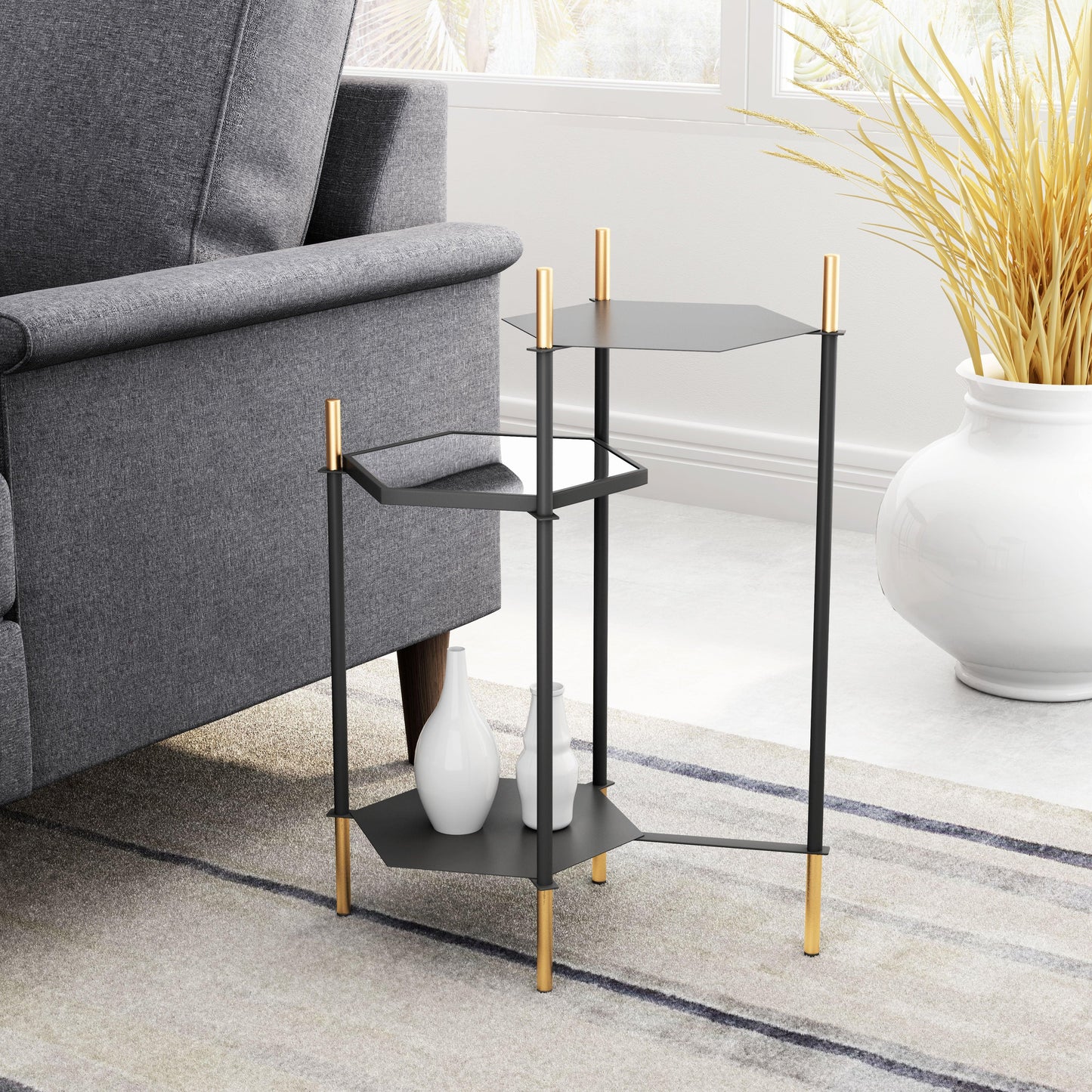 William Side Table Black & Gold