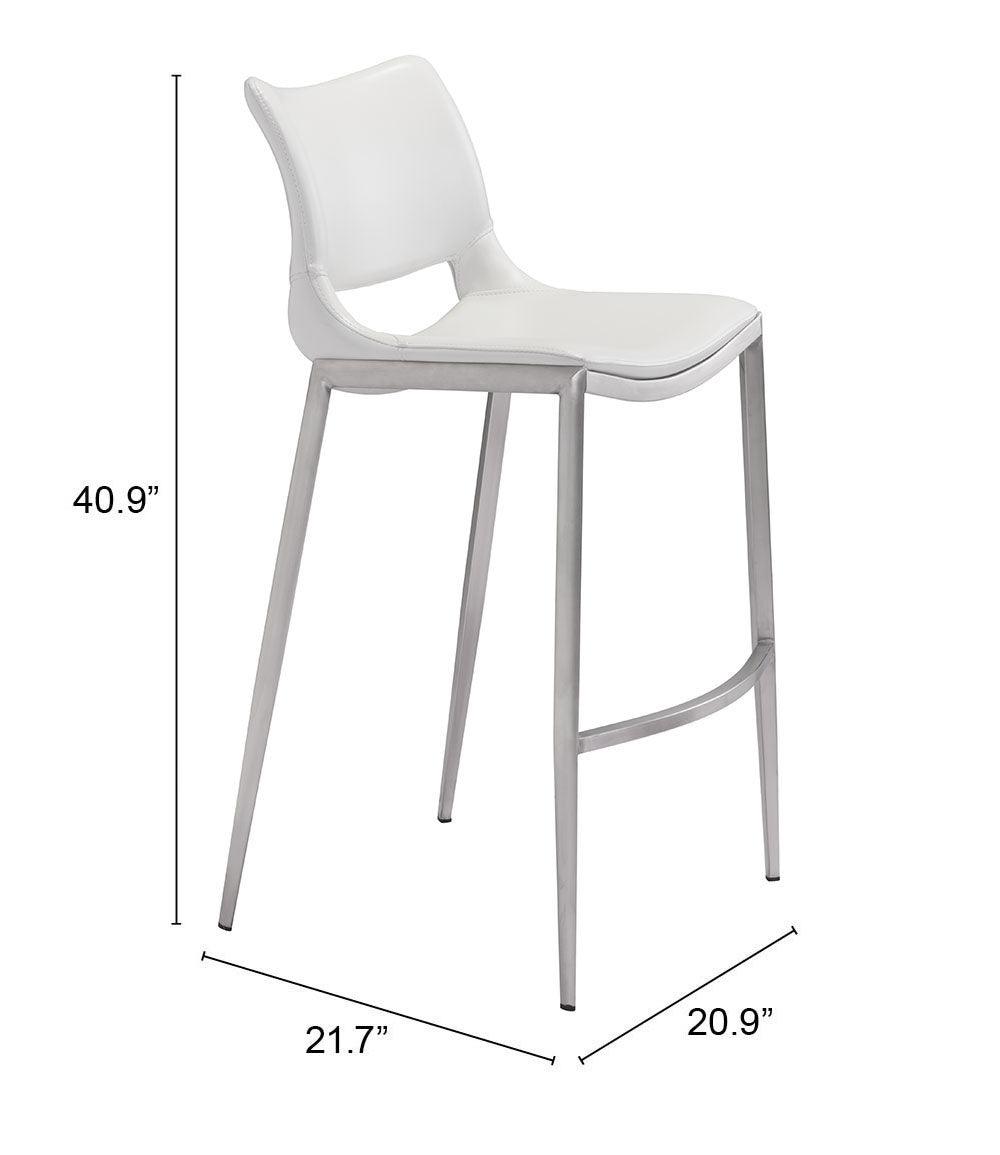 Ace Barstool (Set of 2) White & Silver