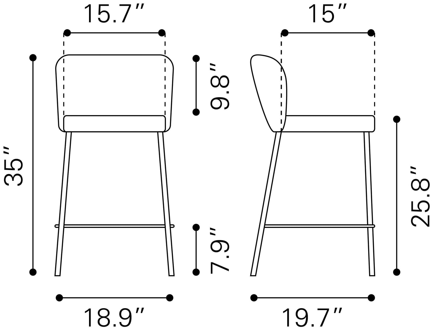 Linz Counter Stool (Set of 2) Cream