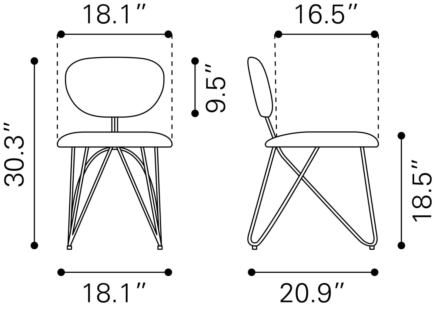 Novi Dining Chair (Set of 2) Maroon Brown