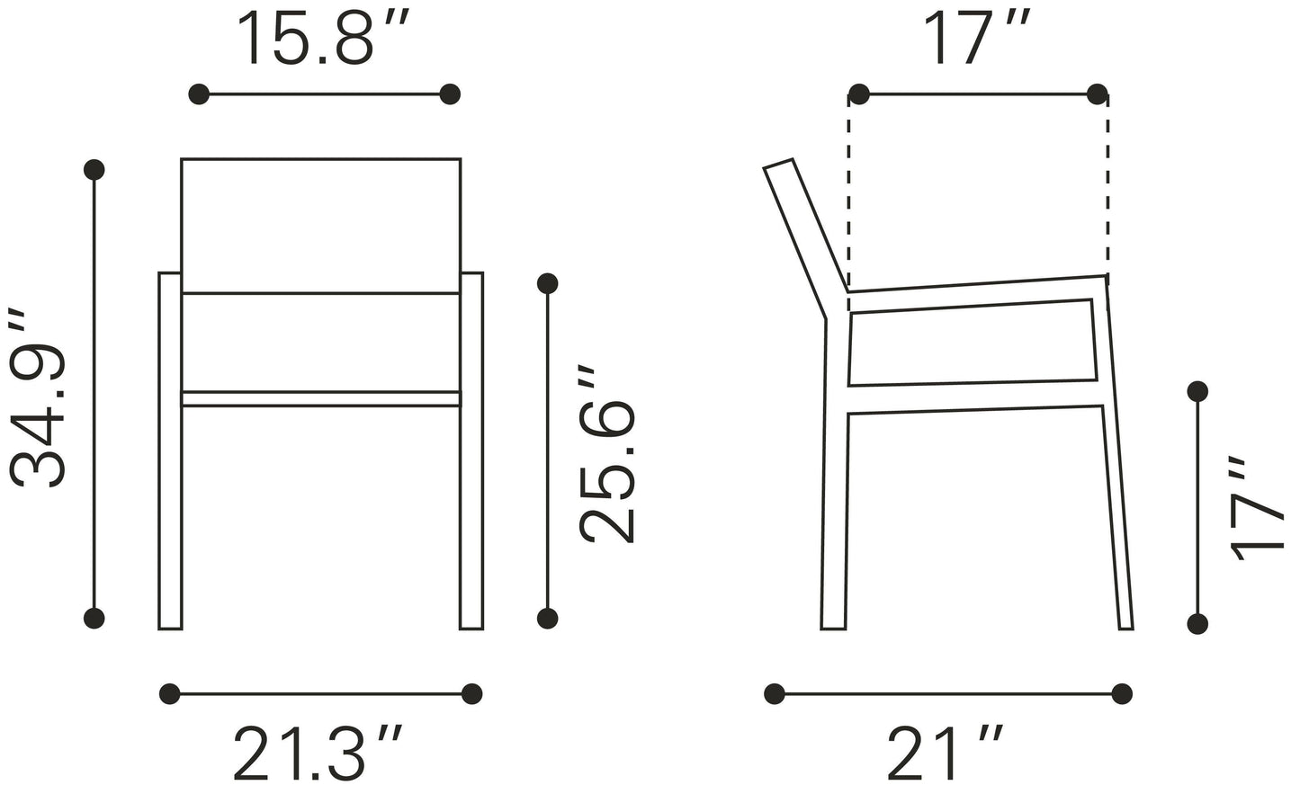 Metropolitan Dining Arm Chair (Set of 2) Gray & Silver