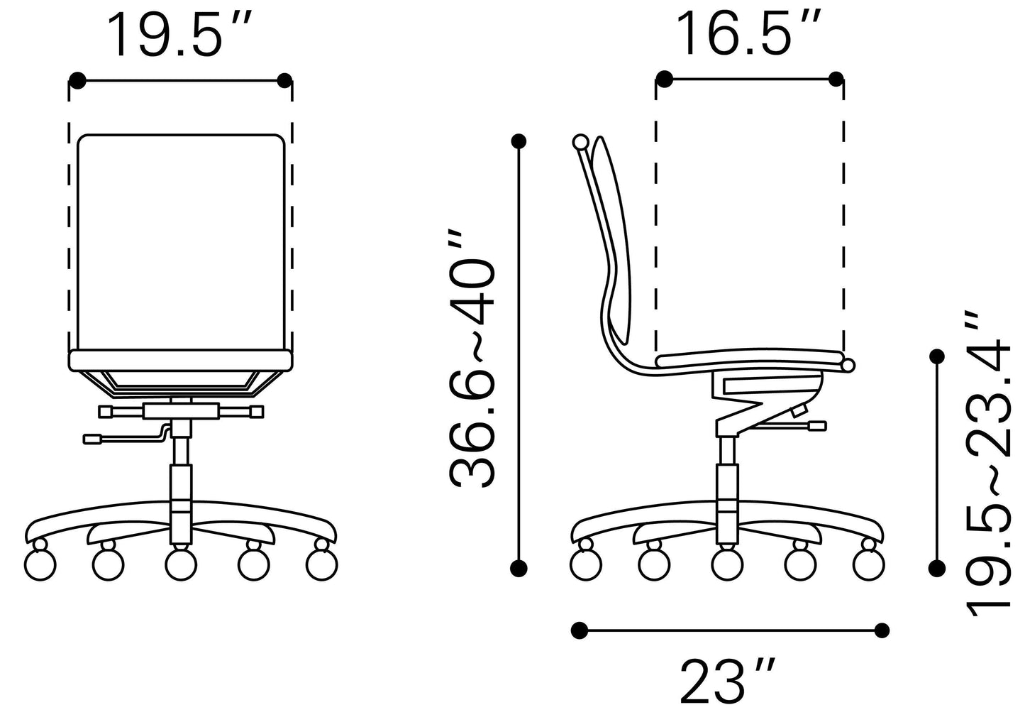 Lider Plus Armless Office Chair White