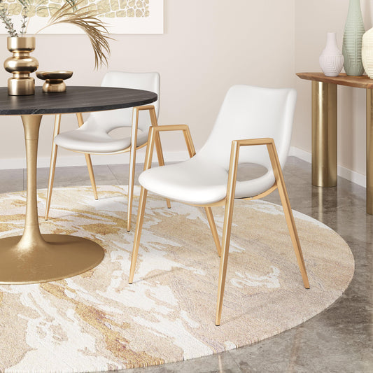 Desi Dining Chair (Set of 2) White & Gold