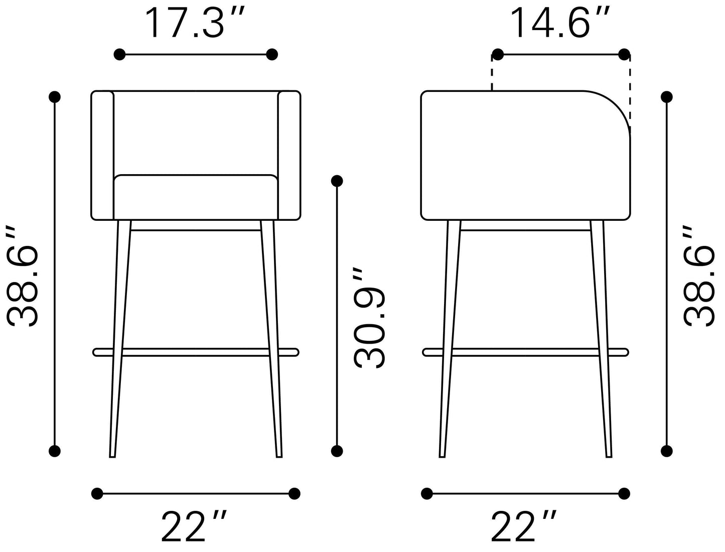 Horbat Barstool (Set of 2) Black