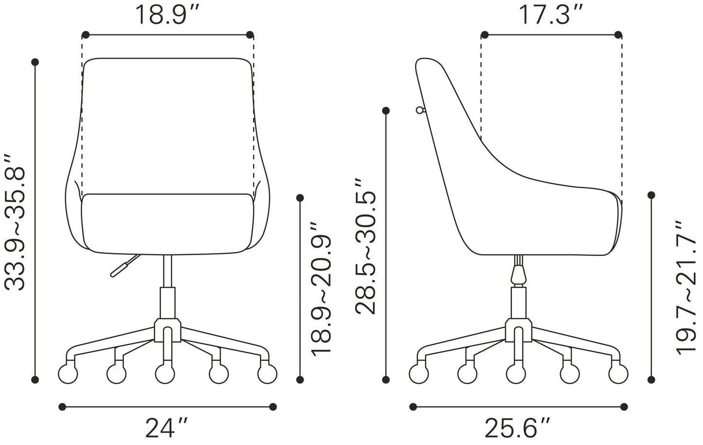 Madelaine Office Chair White & Gold