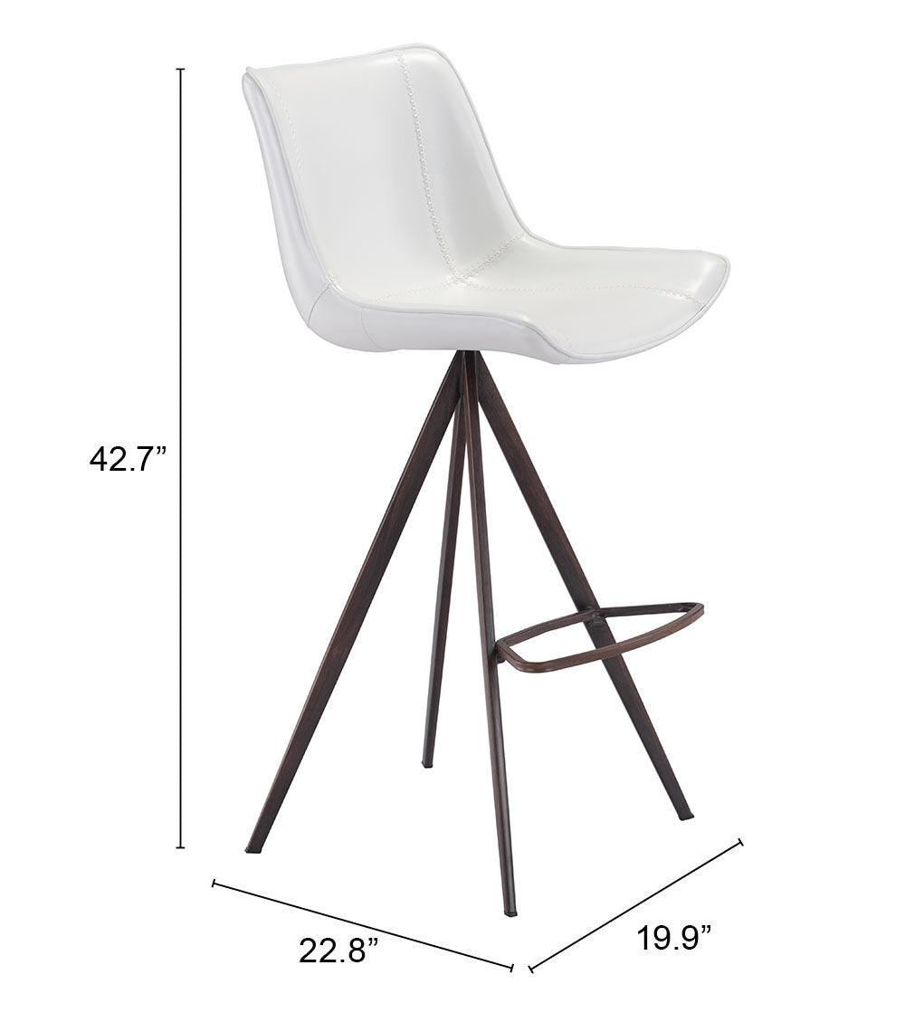 Aki Barstool (Set of 2) White & Walnut