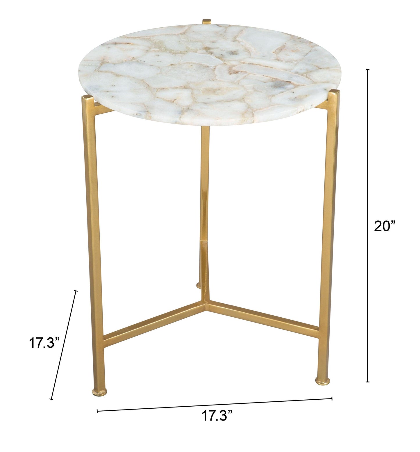 Haru Side Table White & Gold