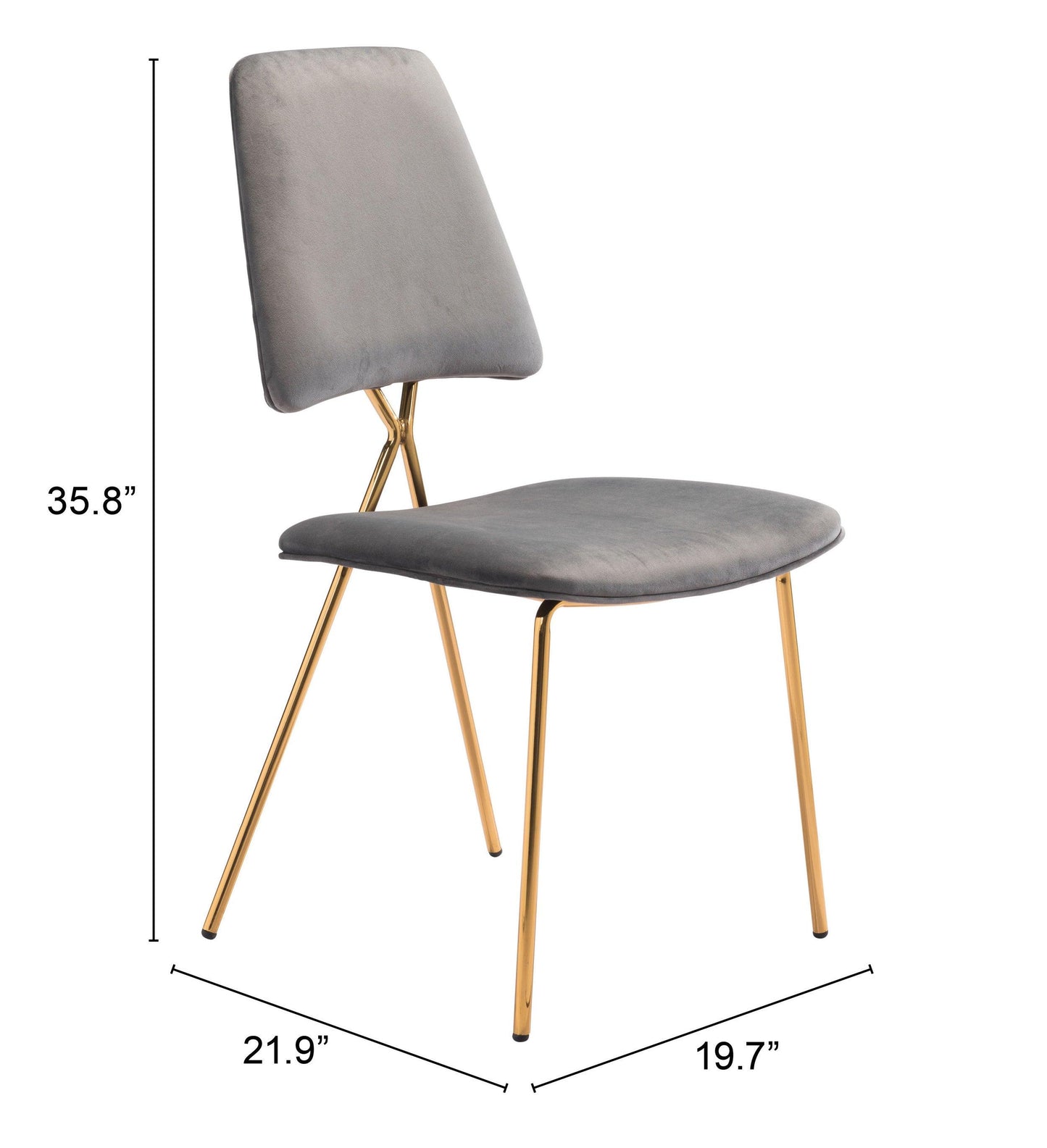 Chloe Dining Chair (Set of 2) Gray & Gold