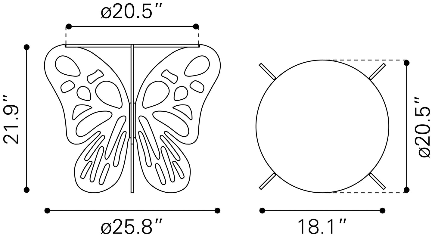 Motyl Accent Table Gold