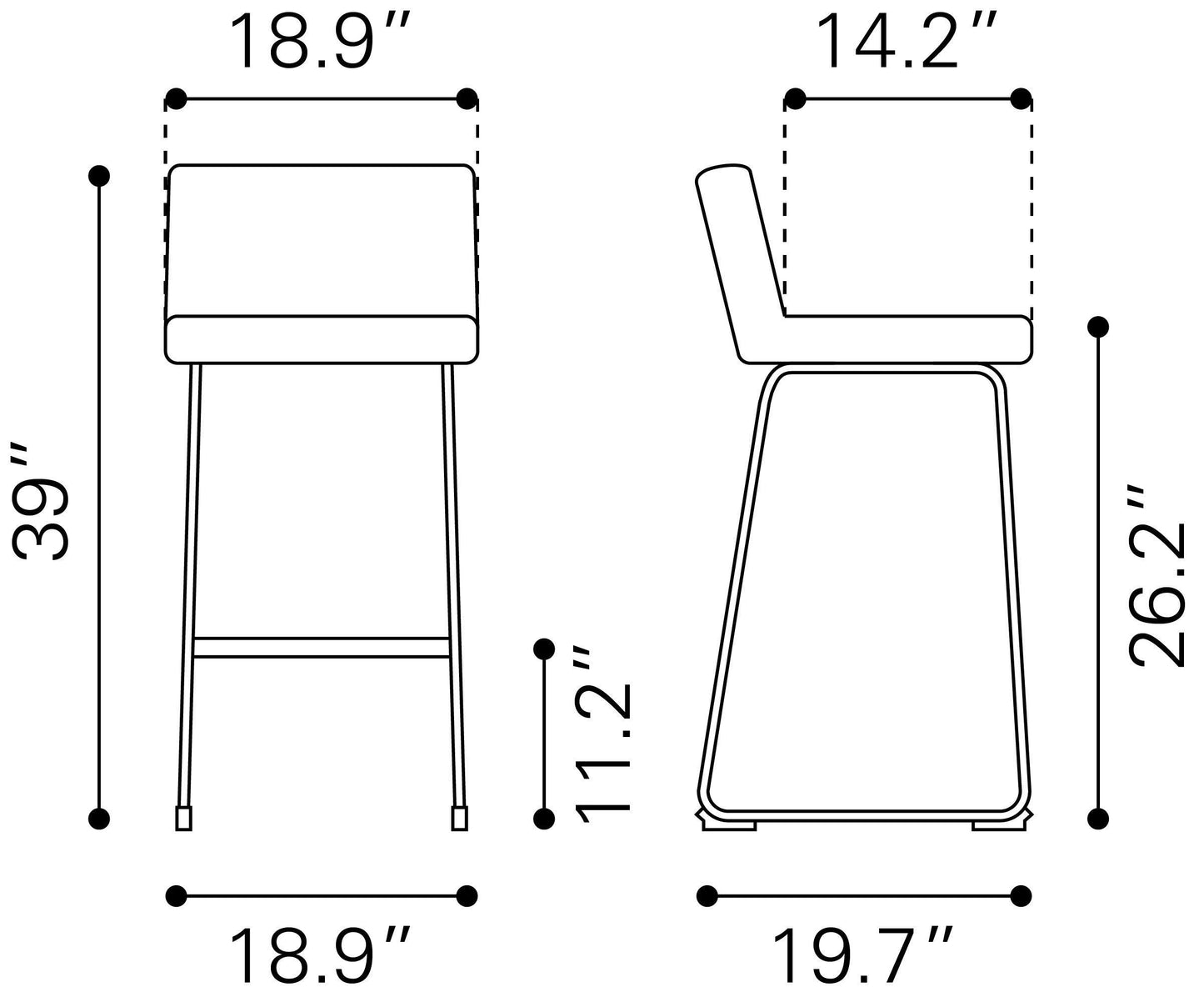 Pago Barstool (Set of 2) Black