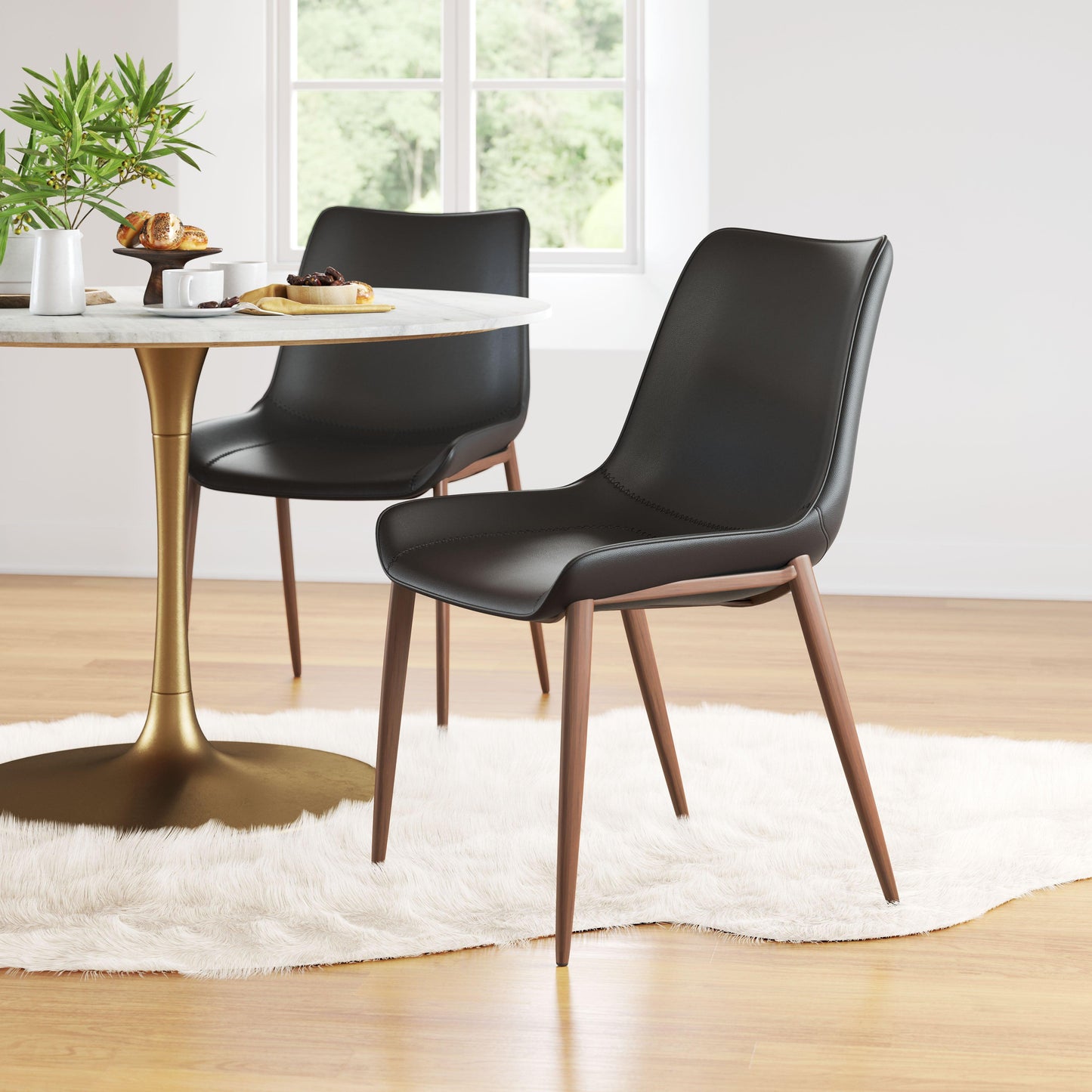 Magnus Dining Chair (Set of 2) Black & Walnut