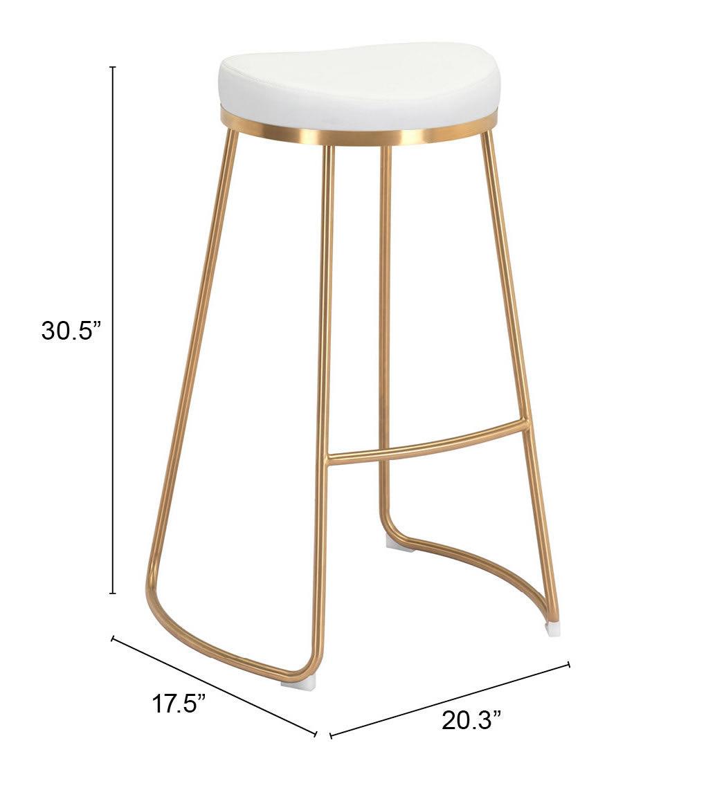 Bree Barstool (Set of 2) White & Gold