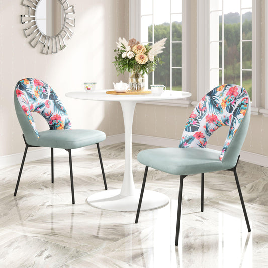 Bethpage Dining Chair (Set of 2) Multicolor Print & Green