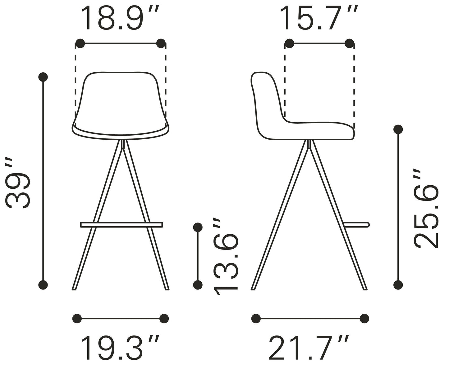 Aki Counter Stool (Set of 2) White & Black