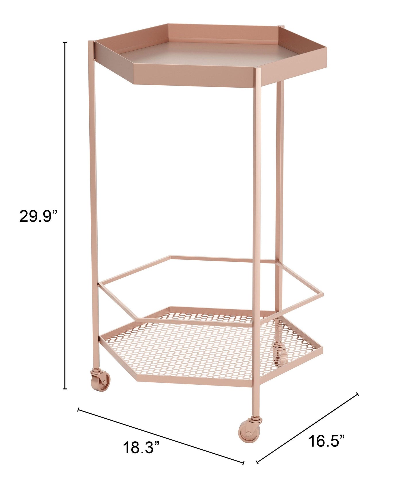 Hex Bar Cart Copper