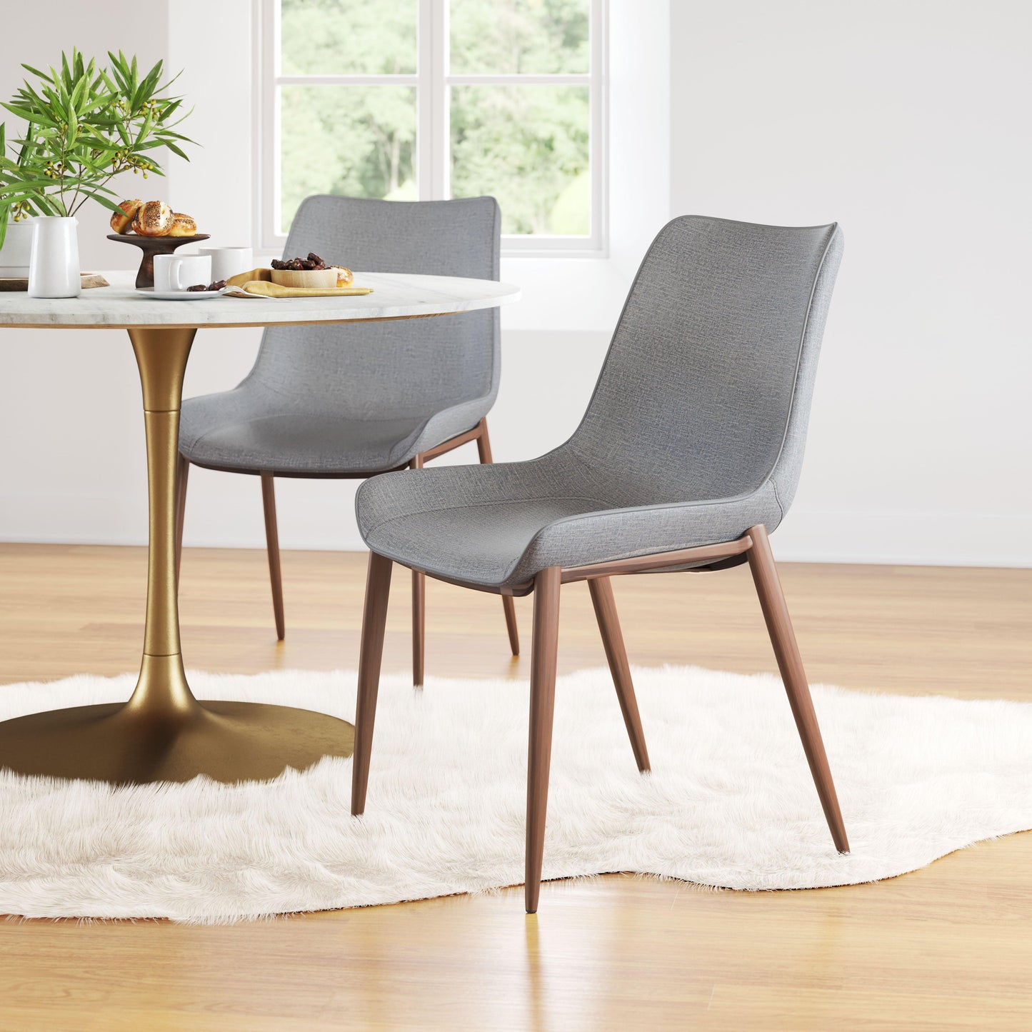 Magnus Dining Chair (Set of 2) Slate Gray & Walnut