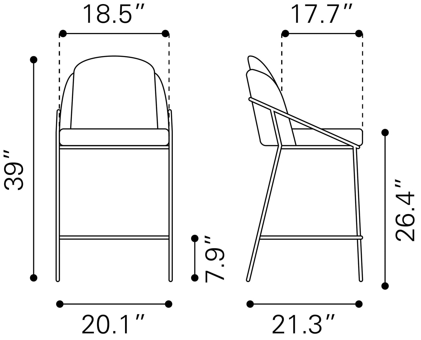 Jambi Counter Stool (Set of 2) Black & White