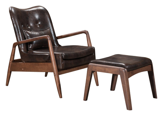 Bully Lounge Chair & Ottoman Brown