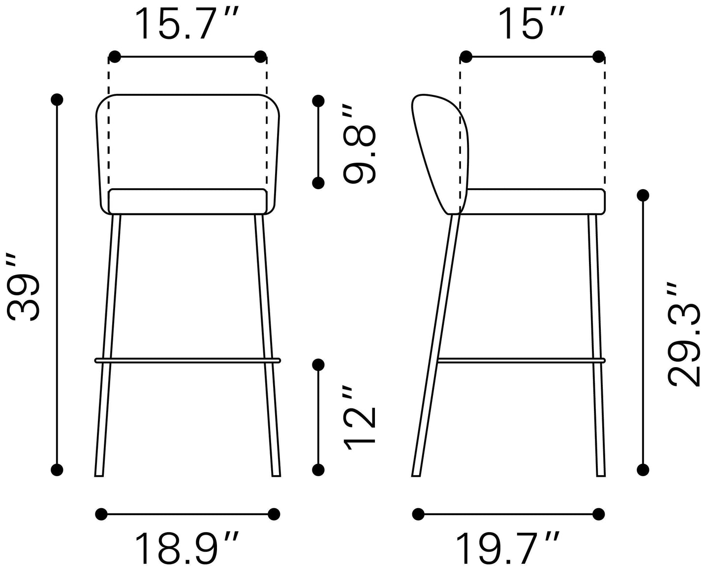 Linz Barstool (Set of 2) Gray