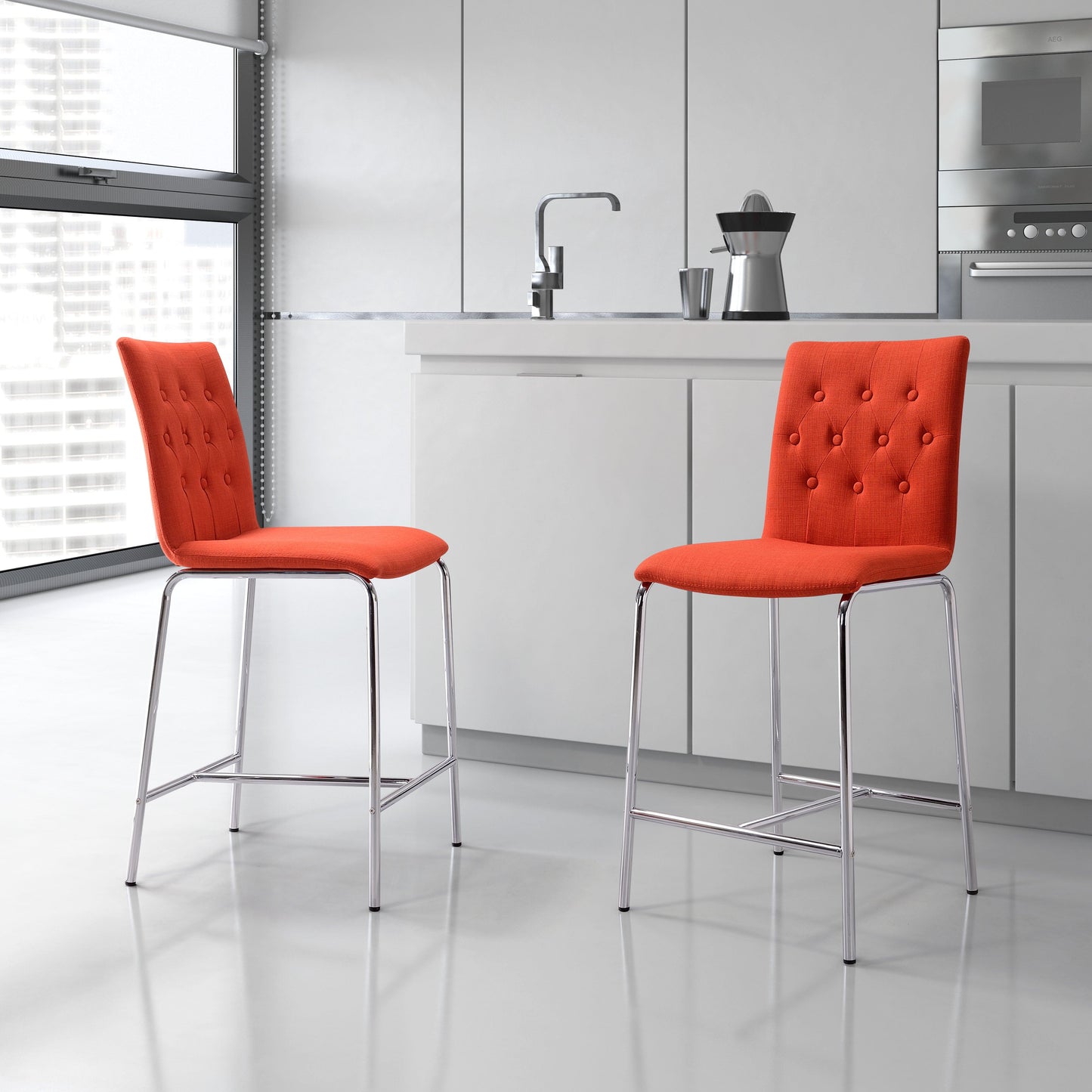 Uppsala Counter Stool (Set of 2) Tangerine