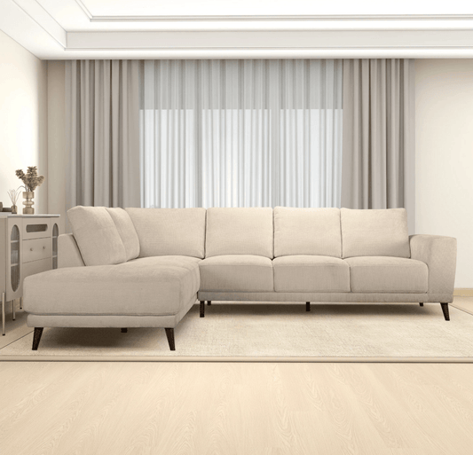 Amara Left Sectional Cream Fabric Sofa