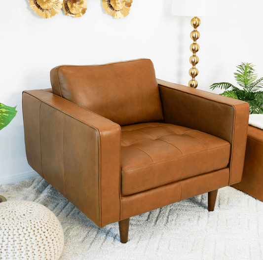 Catherine Leather Lounge Chair (Tan Leather)