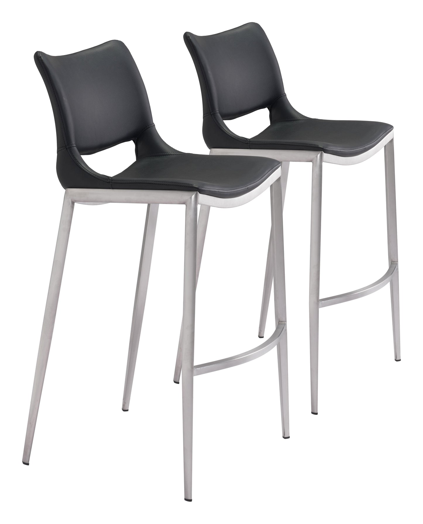 Ace Barstool (Set of 2) Black & Silver