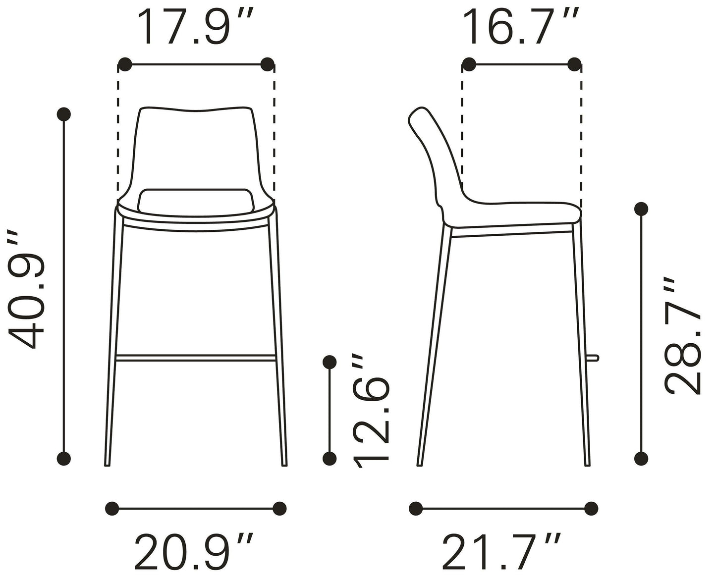 Ace Barstool (Set of 2) Brown & Walnut