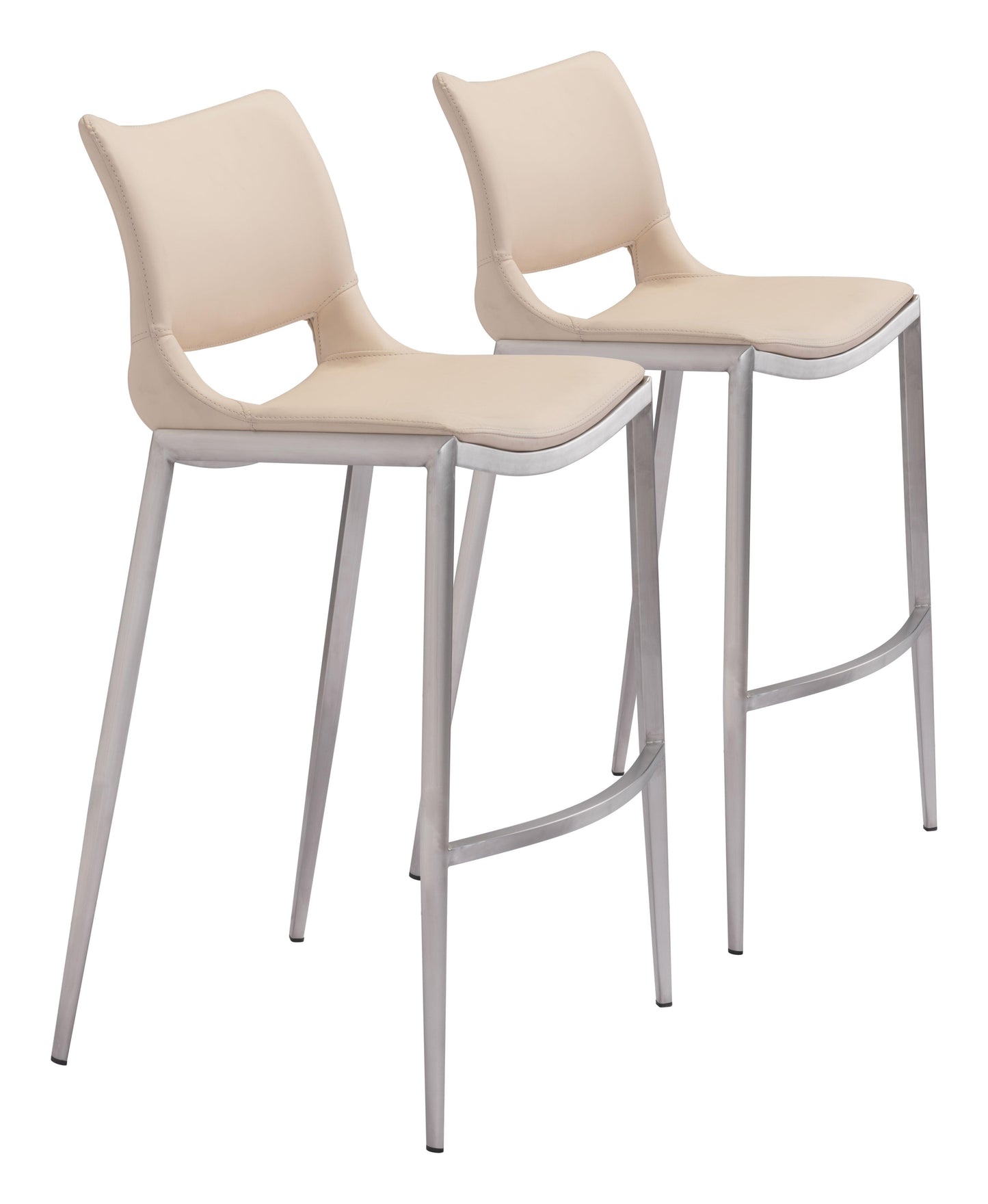 Ace Barstool (Set of 2) Light Pink & Silver