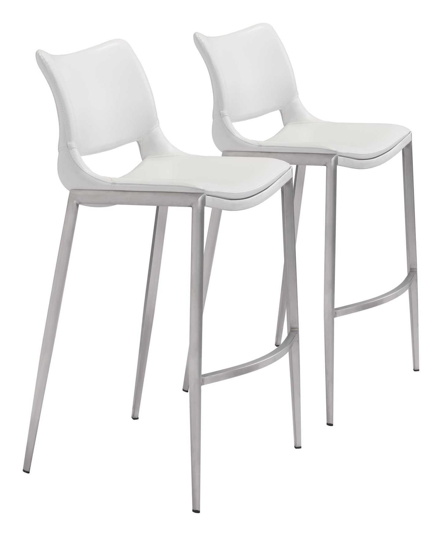 Ace Barstool (Set of 2) White & Silver