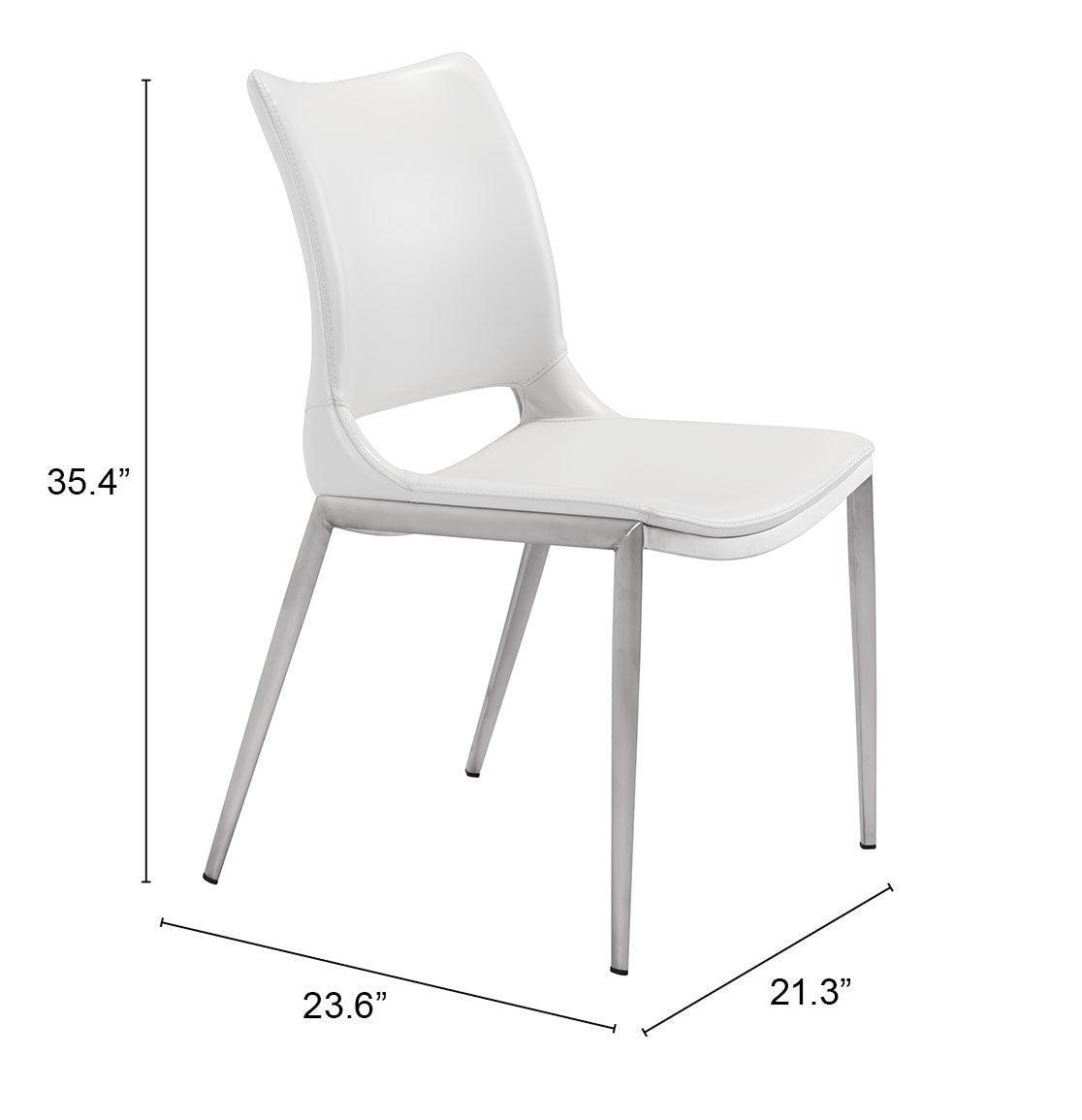 Ace Dining Chair (Set of 2) White & Silver