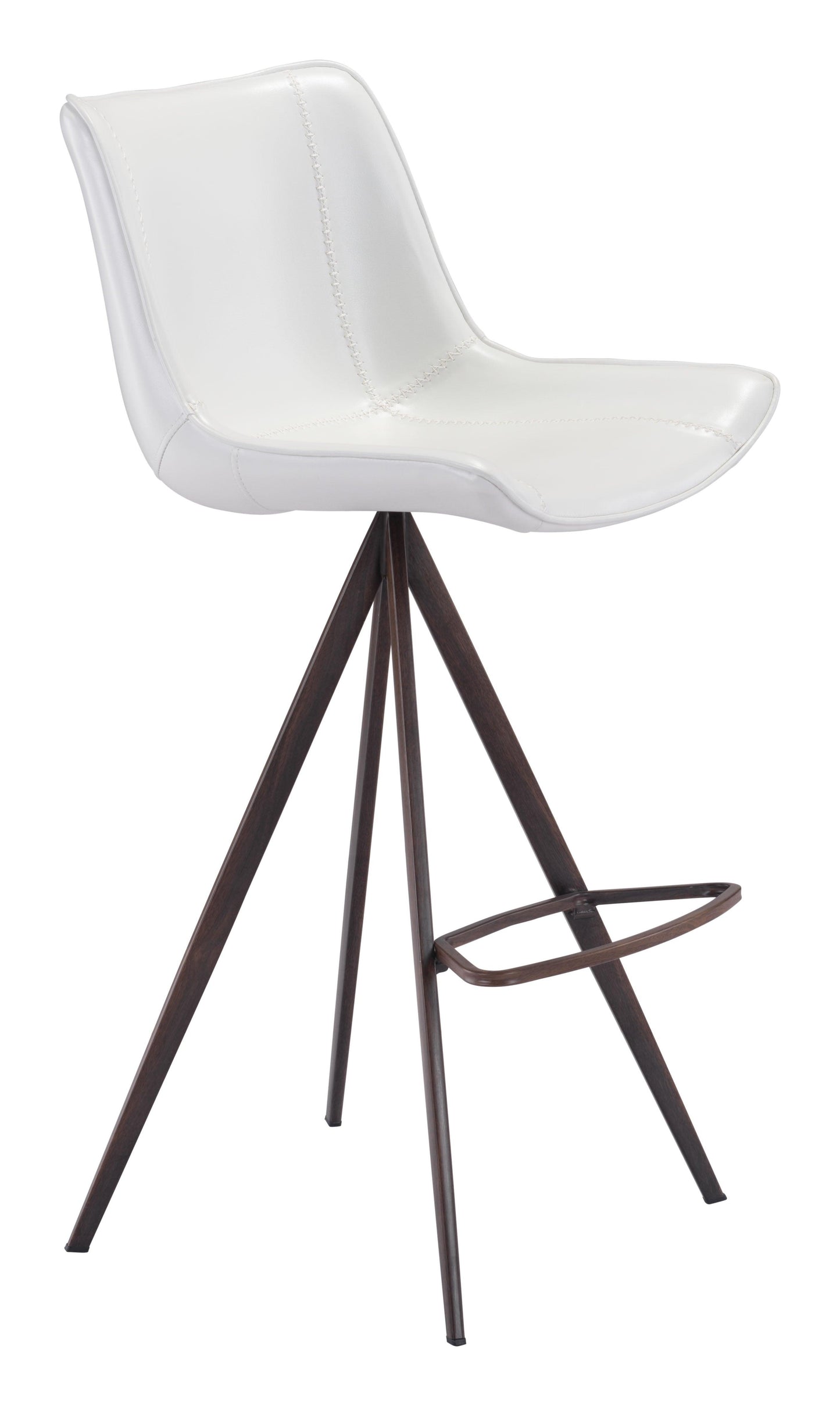 Aki Barstool (Set of 2) White & Walnut