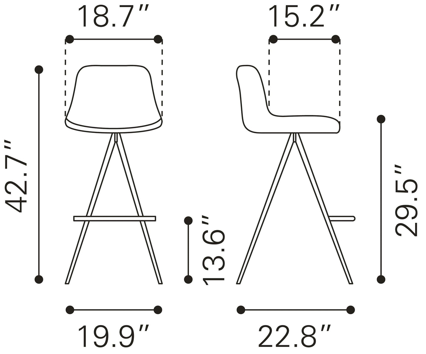 Aki Barstool (Set of 2) White & Walnut