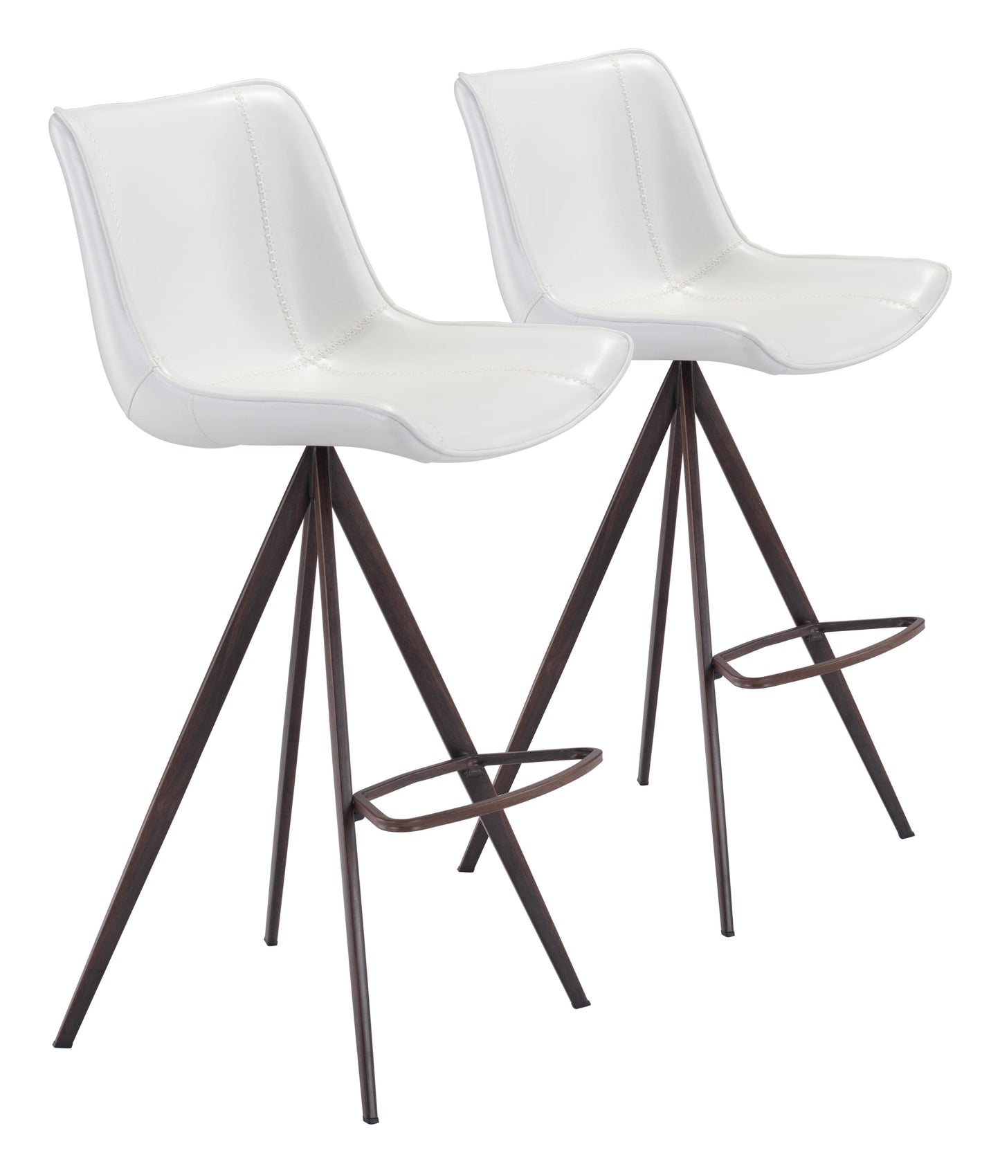 Aki Barstool (Set of 2) White & Walnut